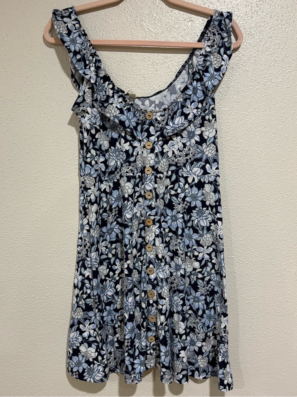 Derek Heart Blue Floral Button Front Sundress Size Medium
